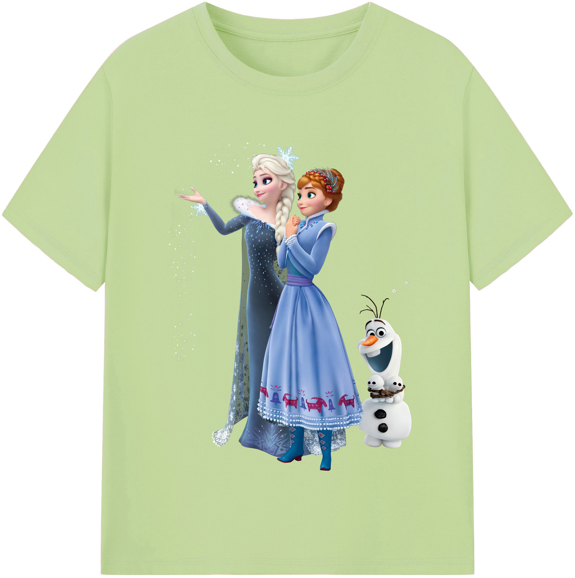 （画像用） アナと雪の女王 アンナ エルサ Frozen Anna Elsa 綿100％半袖Tシャツ（フロントプリント）
